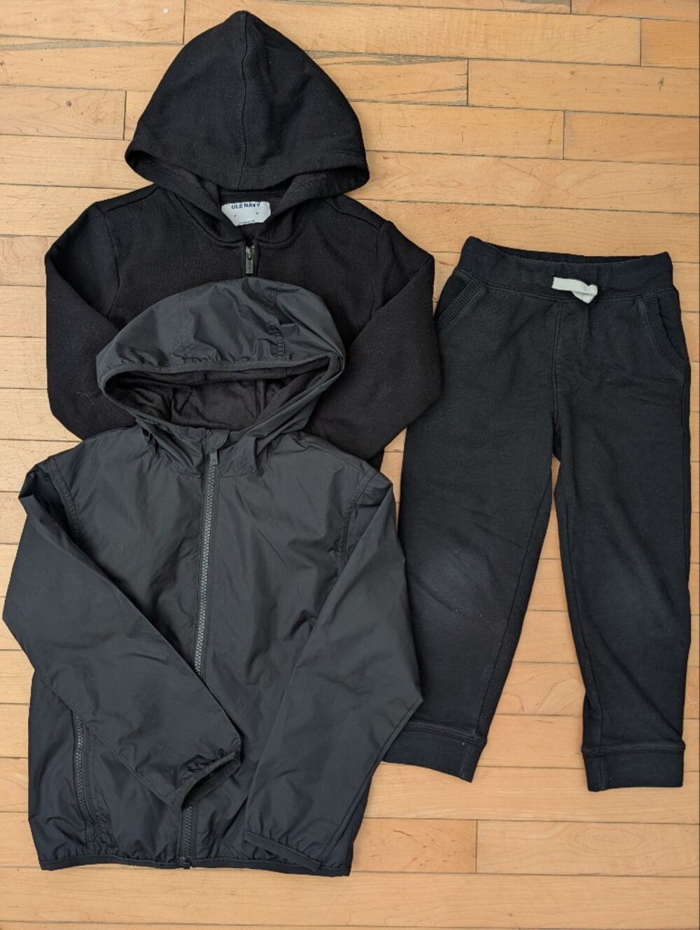 4T 5T Kids Black Hoodie, Windbreaker Jacket, Sweatpants Jogger Boys Clothing